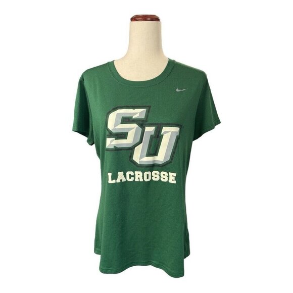 Nike Womens Dri-Fit College Lacrosse Shirt~Size Large~Green White Tee L12 08 - Picture 1 of 9